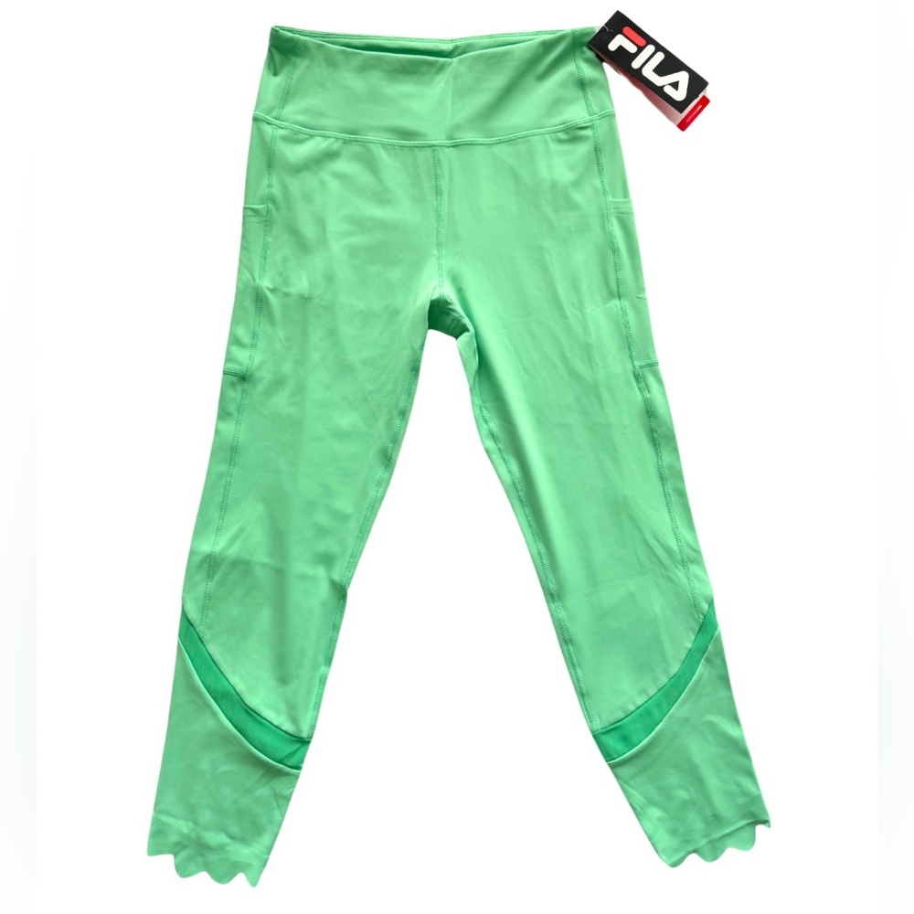 Fila‎ Dreama Tight Jade Cream Green Athletic Leggings with Mesh & Pockets Size M